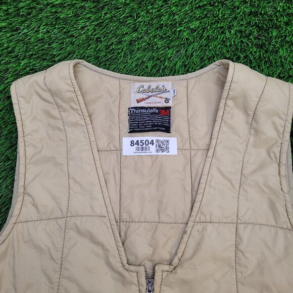 Vintage 90s Cabelas Hunting Zip Vest Large 21x21 Crop - Picture 9 of 13